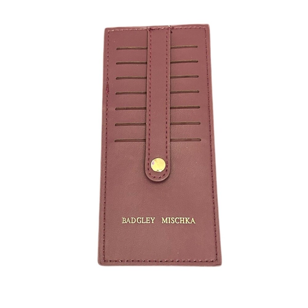 Badgley Mischka 7 Slot Plum Simple Card Holder Wallet With Snap Closure NWT